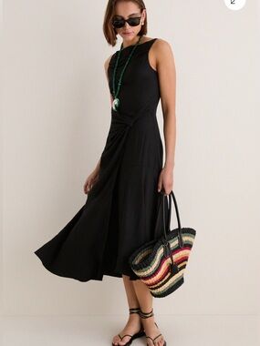 NWT Tuckernuck En Saison Black Clara Wrap Knot Sleeveless Midi Dress! XS, S, M